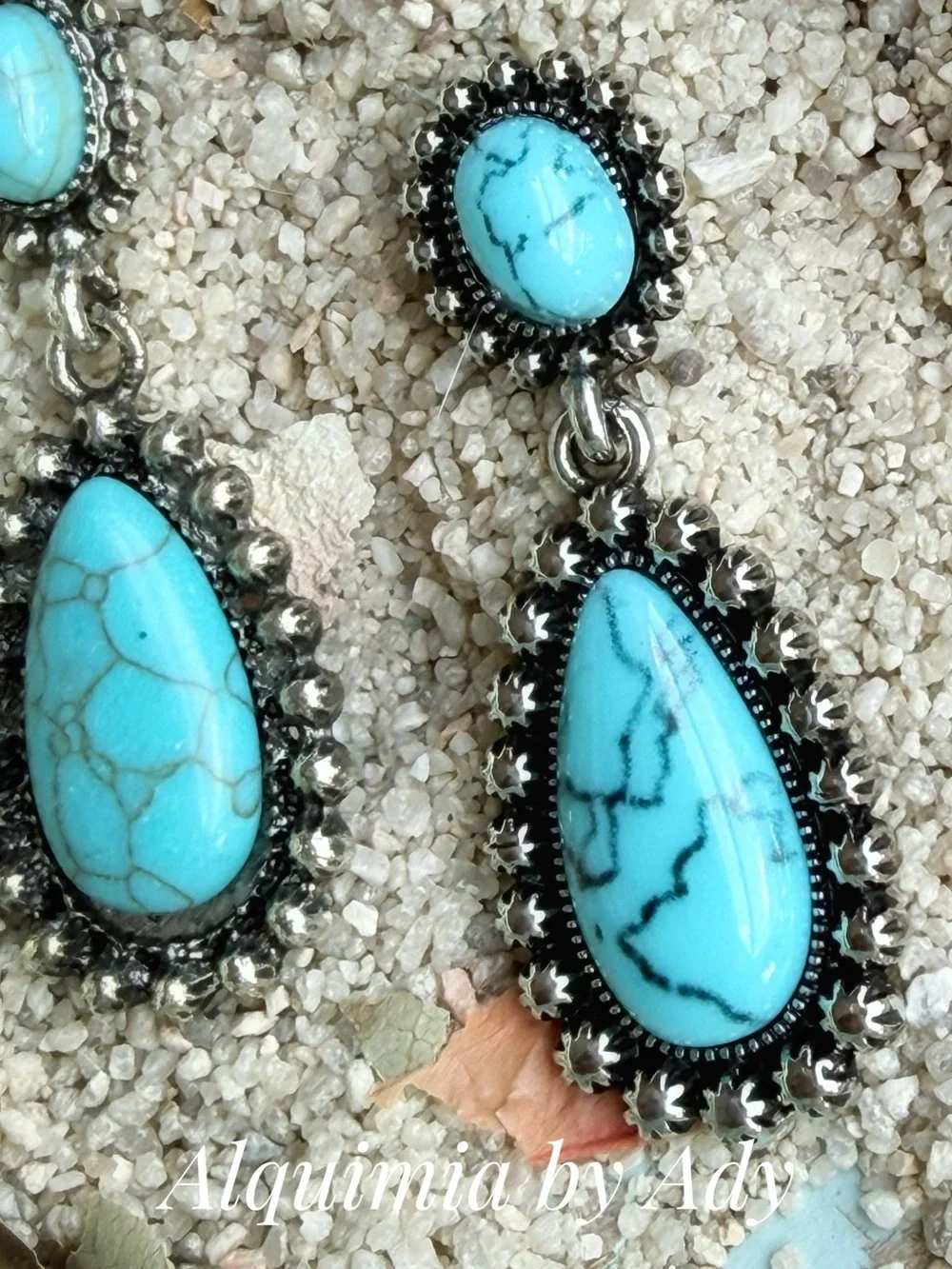 HEIRLOOM + Turquoise and Antique silver -Tone Carved Drop Earrings